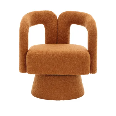 Image de Abrihome fauteuil rembourré pivotant à 360 degrés fauteuil d'accentuation fauteuil de salon, fauteuil rond design, orange