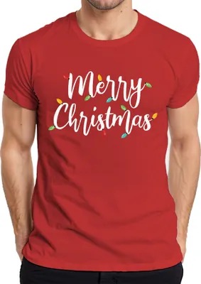 Produktbild von Merry Christmas Lichterkette - Weihnachten Weihnachtsgeschenk Christmas Herren T-Shirt, Rot, M