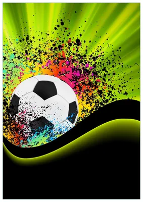 Produktbild von Wallario Premium Glasbild, freischwebende Optik, kräftige Farben, Größe 100 x 70 cm Motiv Fußball - Design Wellen und Regenbogen in grün