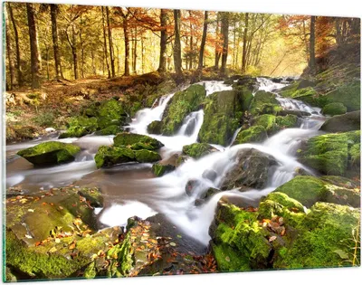 Produktbild von Bilder auf glas - Sonne Berg Bach Park - 120x80cm - Glasbilder - Wandbilder - Kunstdruck - zum Aufhängen bereit - Wanddekoration aus Glas - Glas Bilder - Wandbild auf Glas - Einteilig - GAA120x80-2636