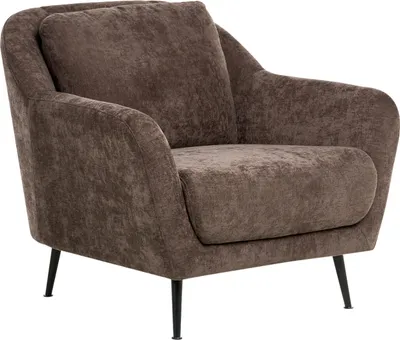 Produktbild von BELIANI Sessel Dunkelbraun Chenille Stoff Schwarze Metallbeine Dick Gepolsterte Sitzfläche Armlehnen Polstersessel für Wohnzimmer Schlafzimmer Flur