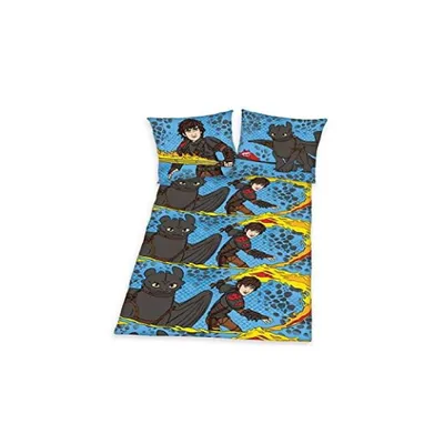 Produktbild von Mikrofaser Fleece Bettwäsche Set Kinder, Bezüge mit Reißverschluss 135 x 200 cm, Dragons