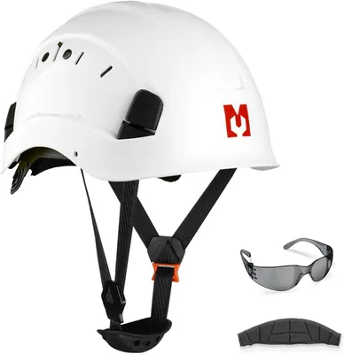 Produktbild von Bauhelm 53-63 cm, mit Schutzbrille, verstellbar, für Baustelle