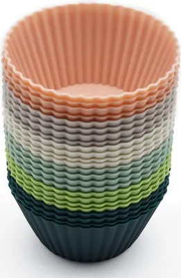 Produktbild von Wiederverwendbare Silikon Cupcake Backformen 24 Pack, 2,75 Zoll Silikon Backformen, Antihaft Muffin Cupcake Liners für Party Halloween Weihnachten, leicht zu reinigen Gebäck Muffin Formen（Multicolor）