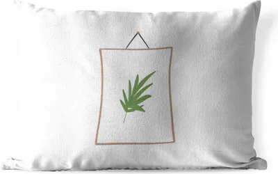 Produktbild von MuchoWow® Outdoor Kissen - Pflanze - Rahmen - Weiß - Abstrakt - 60x40 cm - Wetterfest - Lounge Kissen - Zierkissen - Kissen für Innenräume