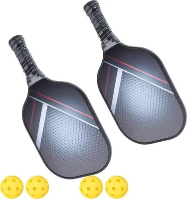 Produktbild von Famanu Pickleball Schläger Set mit Kohlefaserfläche und Wabenkompositkern - inklusive Tragetasche