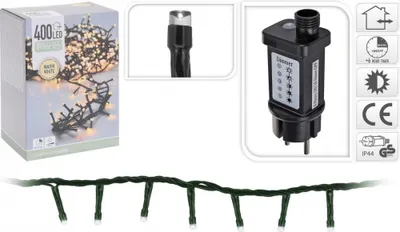 Zdjęcie produktu dla Świateł LED, zestaw 400 diod, długość 11 metrów, z timerem i regulacją jasności