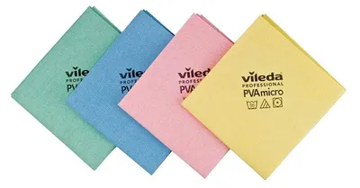 Produktbild von Vileda, PVA, Mikrofasertuch in 4 Farben (hellblau, grün, rot, gelb)