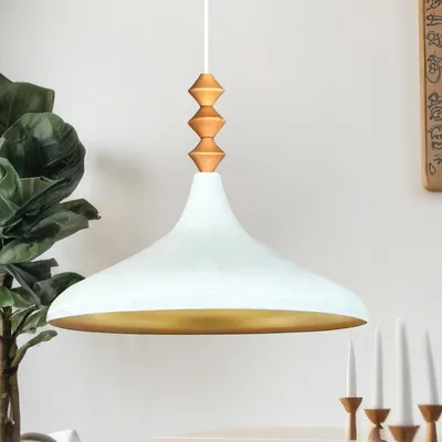 Produktbild von Champion Q Holz-Einzelleuchter, Weiß Pendelleuchte