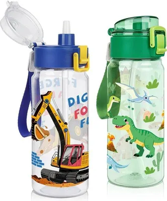 Productafbeelding van Lekvrije Drinkfles met Rietje voor Kinderen, 550 ml