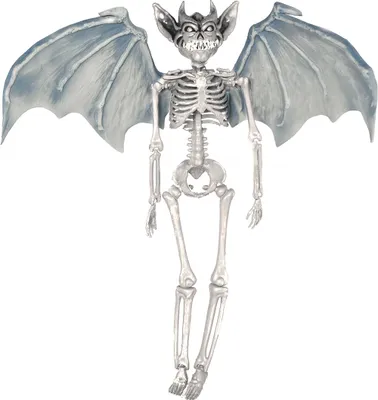 Produktbild von Skelett Vampir Dämon Kreatur Halloween Dekoration Flügel Horror Party Grusel Deko, Farbe: Grau