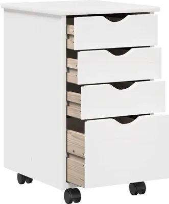 Image de vidaXL Armoire à roulettes blanche 34 x 39 x 56 cm Bois de pin massif