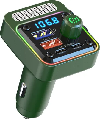 Obrázok produktu pre INF Bluetooth FM vysielač do auta Bluetooth V5.0 zelená