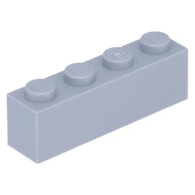 A single light gray LEGO brick with four studs is shown against a white background.