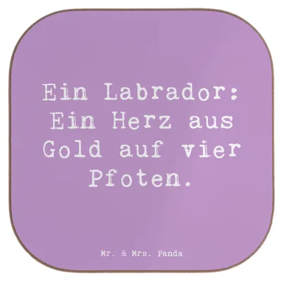 Produktbild von Mr. & Mrs. Panda Untersetzer Glas Spruch Labrador Herz - Lavendeltraum - Geschenk, Coaster, Tasse, freundlicher Hund, Hundefreundschaft, Familienhund, aus Gold