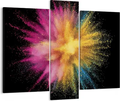 Produktbild von Bild auf Leinwand - Leinwandbild - 3 Teile - Bunt Staub Explosion - 95x80cm - Wand Bild - Wanddeko - Wandbilder - Leinwanddruck - Bilder - Wanddekoration - Leinwand bilder - Wandbild - CB95x80-4529