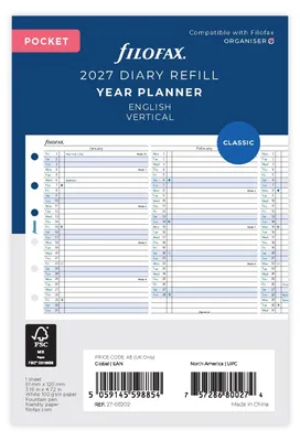 Produktbild von Filofax Kalender Pocket Jahresplaner vertikal (englisch)2027