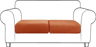 Obrázek produktu pro Topchances sametový potah na sedák pohovky, elastický potah na polštář pohovky 2 kusy potah na sedák pohovky potah na sedák pohovky (oranžový, 2 místa)