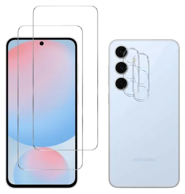 Produktbild von Gehäuse aus gehärtetem Glas für Samsung Galaxy S24 FE und Kameraschutz [2er-Pack] Displayschutzfolie  Phonillico®