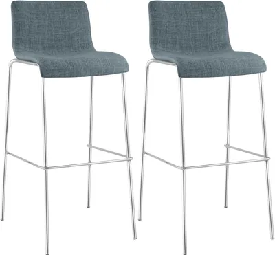 Image de lot de 2 tabourets de bar Hoover tissu 4 pieds piètement chromé