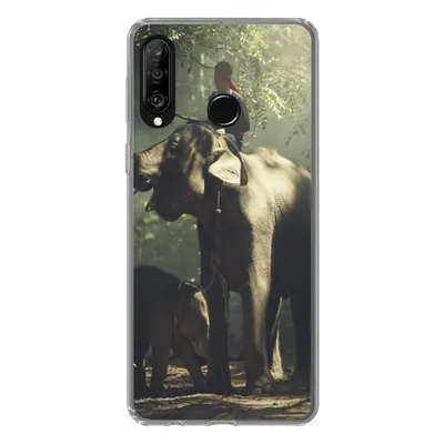 Produktbild von MuchoWow® Handyhülle Schutzhülle Hülle für Huawei P30 Lite Elefant - Wald - Bäume - Tiere - Trainer Silikon Softcase Handy Hülle - Handyhülle