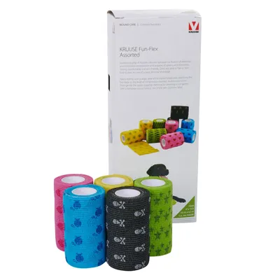 Imagen del producto de 10 rollos - 10 cm x 4,5 m. Venda elástica Kruuse Fun-Flex para mascotas, de colores variados