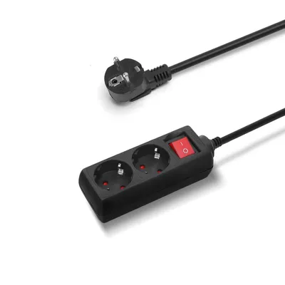 Produktbild von Steckdosenleiste 2-fach  mit An- und Ausschalter- 3m Stecker - schwarz