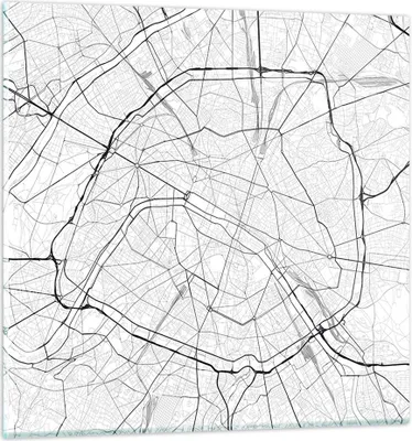 Produktbild von Bilder auf glas - Einteilig - Stadt Karte Paris - 30x30cm - Glasbilder - Wandbilder - Bilder - zum Aufhängen bereit - Wanddekoration aus Glas - Glas Bilder - Wandbild auf Glas - GAC30x30-4868