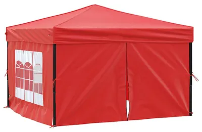Productafbeelding van vidaXL Partytent, inklapbaar met zijwanden, rood, 3x3 meter