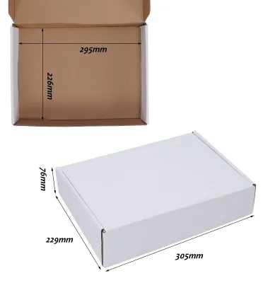 Productafbeelding van Verzenddozen 30 x 23 x 7 cm, 20 stuks, wit gegolfd karton, voor verzending