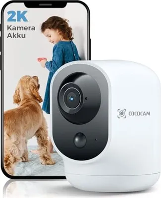 Produktbild von Cococam 2k Indoor WLAN -Überwachungskamera 5200 mAh Akku, drahtlose 355 ° P 90 ° T, Babyphone, Haustierkamera, ältere Pflege, KI -Erkennung, PIR -Pers