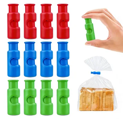 12 Kunststoff-Sluitclips für Lebensmittelbeutel, 3 Farben