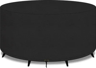 Image de Set de table rond en tissu Oxford 420D pour l'extérieur, imperméable, coupe-vent, résistant aux UV, noir, 200 x 80 cm