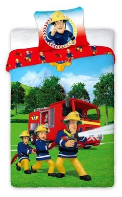 Produktbild von Bettwäschegarnitur 160x200 cm + 70x80 cm Reißverschluss Feuerwehrmann Sam 160x200 cm + 70x80 cm - Sam 027
