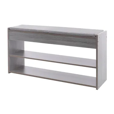Zdjęcie produktu dla Ławka na buty z siedziskiem szara 80*28*43cm 2 półki Ławka na werandę Stojak na buty z siedziskiem