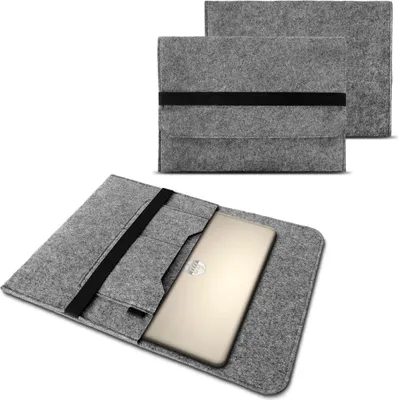 Produktbild von Tasche Hülle für 15" 15.6 Zoll Filz Sleeve Schutzhülle Laptop Case Ultrabook Cover Notebook Bag aus strapazierfähigem Filz in Grau mit Innentaschen und sicheren Verschluss von NAUC