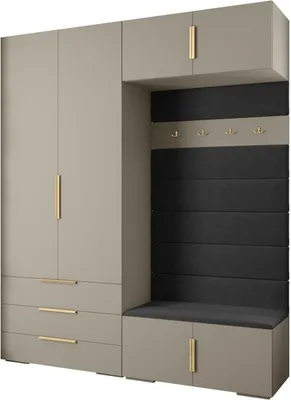 Produktbild von MEBLE KRYSPOL Inova 1 Möbelset Garderobe, 236,7x200x47cm - Kaschmir, Manila 18, Gold