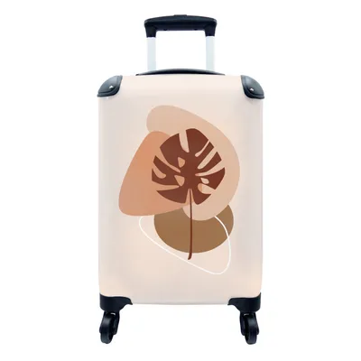 Produktbild von MuchoWow® Koffer Handgepäck Trolley Rollkoffer Kleine Reisekoffer mit 4 Rollen - Sommer - Monstera - Braun - Cabin Size < 55x40x23 cm & 55x40x20 cm - Fotokoffer - Kabinenkoffer - Boardgepäck - Reise-Box - Reisekoffer - Reisegepäck - Koffer mit Bild - Trolley für Kinder