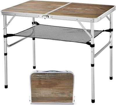 Produktbild von Klapptisch aus Aluminium, tragbar und leicht, mit verstellbarer Höhe - 80 x 61 cm