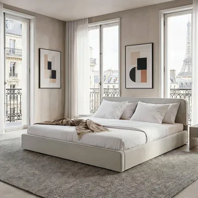 Produktbild von LATINI Polsterbett mit höhenverstellbarem Kopfteil, 180x200 cm, Hellgrau - Doppelbett inklusive Lattenrost, ideal für zwei Personen, Bettgestell stabil und bequem, modernes Design für das Schlafzimmer