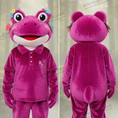 Produktbild von Verspielter MASTICOT Samt-Frosch-Maskottchen in Magenta
