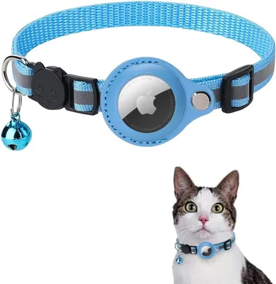 Produktbild von Reflektierendes Katzenhalsband mit Airtag Halter, Leichtgewicht, Sicherheitsverschluss, für Katze, Hund