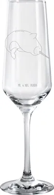 Produktbild von Mr. & Mrs. Panda Champagnerglas Narwal - Transparent - Geschenk, Sektkelch, Sektflöte, Urlaub, graviertes sektglas, Aufräumen, Kinderzimmer, Wal, Glas, Putzen, Hausfrau