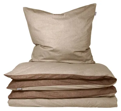 Produktbild von SCHIESSER Bettwäscheset Doubleface | Feinbiber | 2-teilig | Wendeoptik | 100% Baumwolle | Weich und wärmend | YKK-Reißverschluss | 135x200 cm + 80x80 cm | Sand