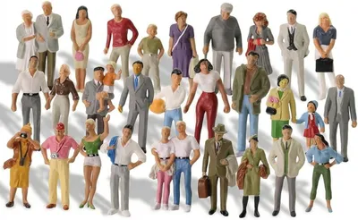 Produktbild von Miniatur Figuren Set 50 Stück, Maßstab H0 1:87, Kunststoff, für Modellbau