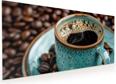 Produktbild von Küchenrückwand Spritzschutz Glas mit Motiv Kaffee mit Tasse 40 x 40 cm