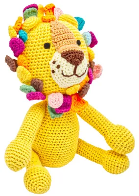 Produktbild von Handgestrickter Löwe "Lio" gehäkelt Spielzeug 28 cm aus Baumwolle
