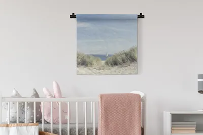 Produktbild von MuchoWow® Wandteppich Wandbehang Boot - Meer - Strand 60x60 cm Tapisserie Dekoration Wandtuch - Dekorationen - Wand Decke