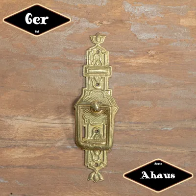Produktbild von Schubladengriff,Serie"Ahaus",6er Pack|Eisen in Messing gl.|H10,4xB4,4cm