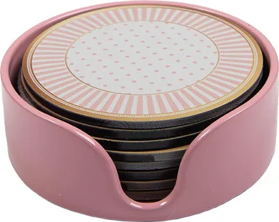 Obrázek produktu pro Clayre & Eef 66444 Sada podtácek, 8 kusů, béžová, růžová, průměr 10 cm, výška 4 cm